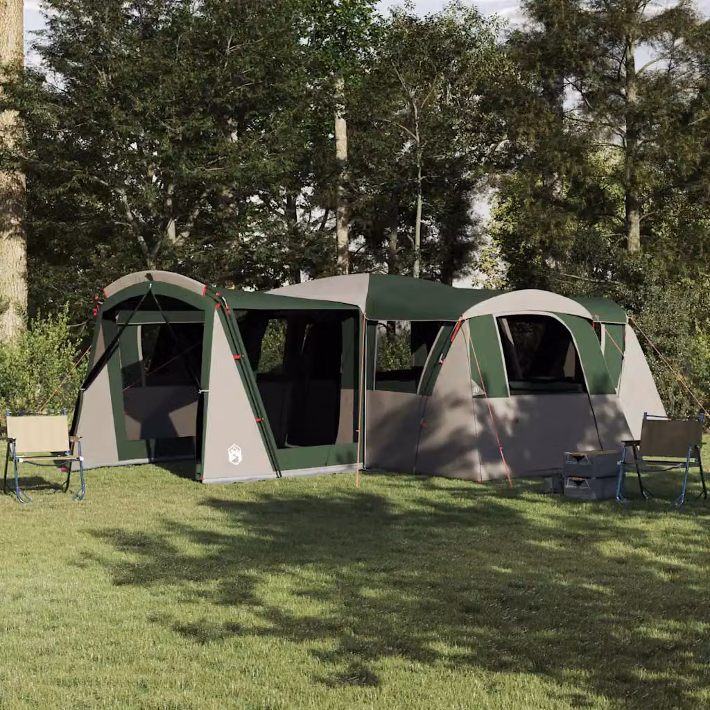 Tenda per famiglia vidaXL per 20 persone in poliestere, verde e bianco
