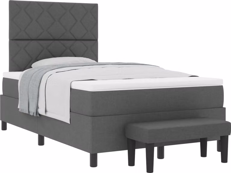 Letto a molle con materasso grigio scuro 120 x 190 cm in tessuto