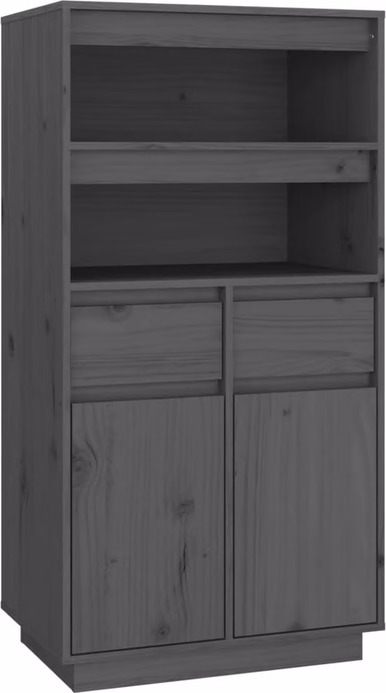 Credenza Grigia 60x40x116,5 cm in Legno Massello di Pino