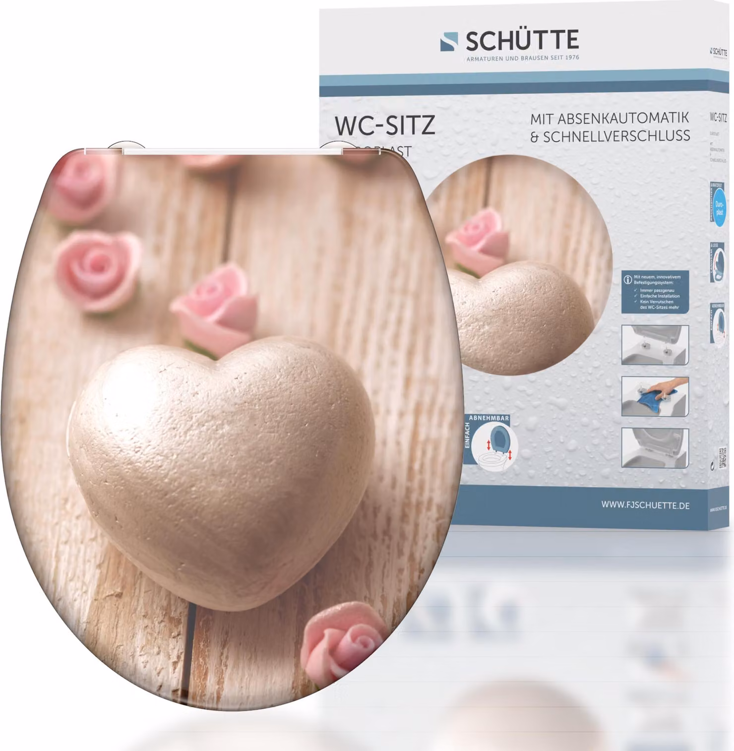 Sedile WC SCHÜTTE ROMANTIC, sedile WC in duroplast con chiusura morbida e sgancio rapido, sedile WC