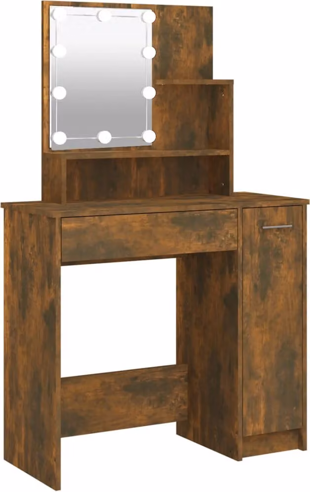 Toeletta con LED Rovere Fumo 86,5x35x136 cm