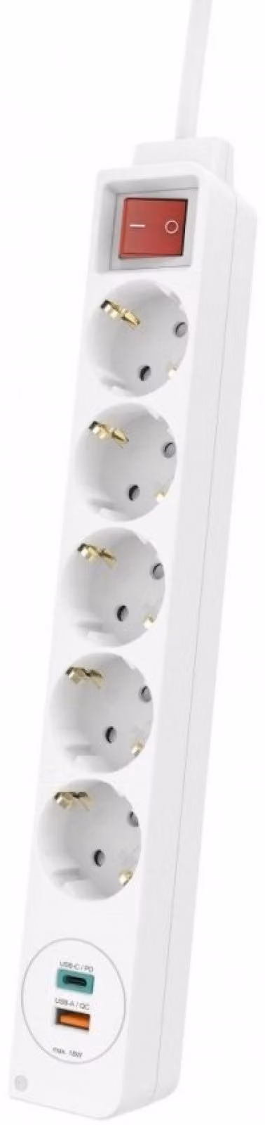 Presa multipla, 5 prese, presa USB-C/USB-A, PD/Quick Charge™ max. 18 W, WS