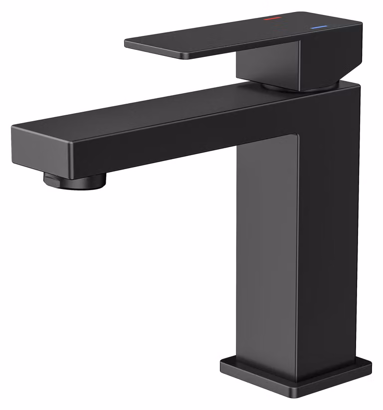 Rubinetto da bagno nero, altezza del beccuccio 100 mm, miscelatore monocomando, per il bagno