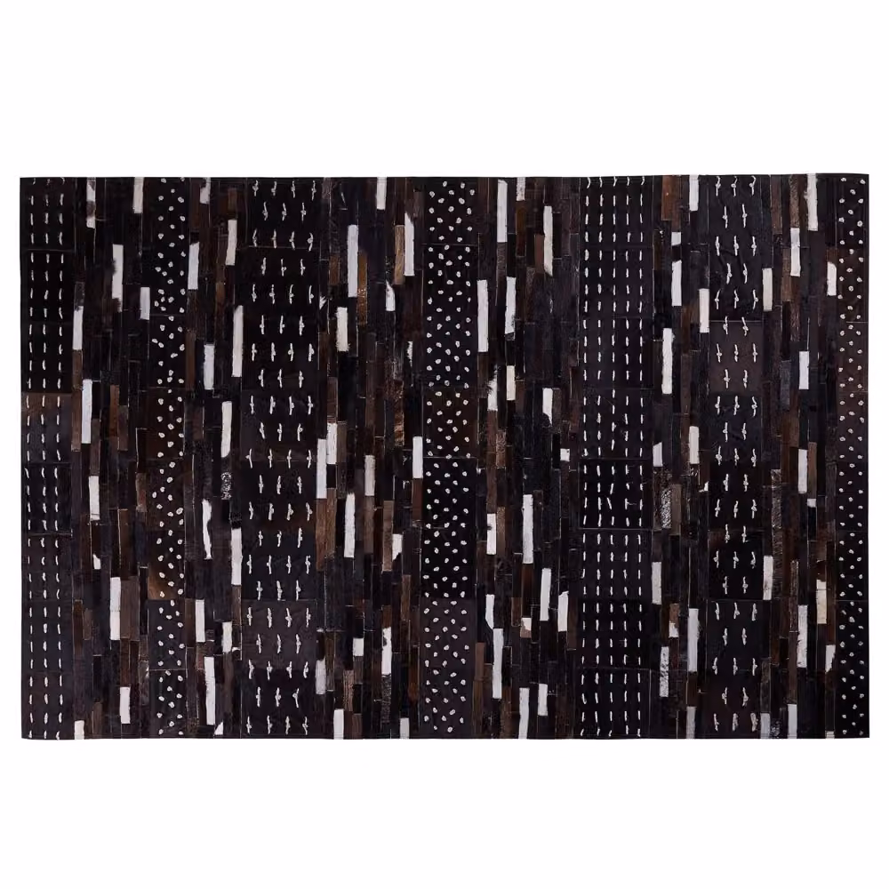 Tappeto patchwork rustico BELIANI in pelle e lana marrone L: 200 cm, P: 140 cm – 2