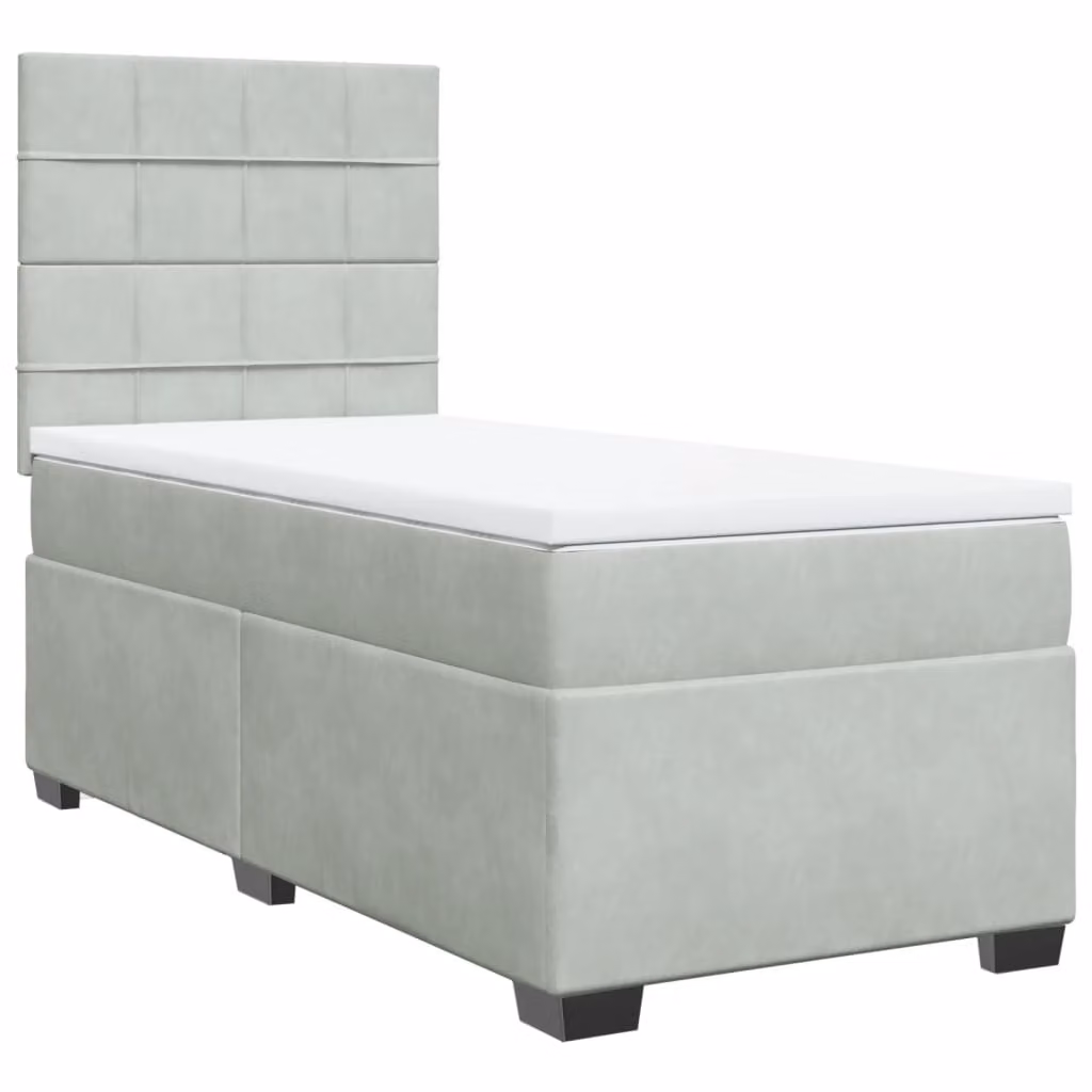 Giroletto a Molle con Materasso Grigio Chiaro 80x200 cm Velluto