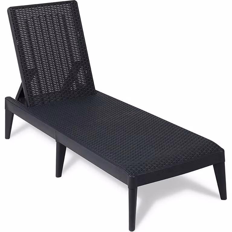 TOOMAX Lettino da esterno Numana in effetto rattan color antracite con schienale regolabile H 29 x L 186 x P 60 cm