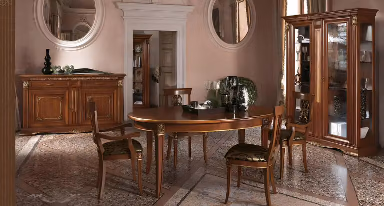 Ess Tisch Garnitur Designer Tische + 4x Stuhl Set Echt Holz Komplett Set Wohn