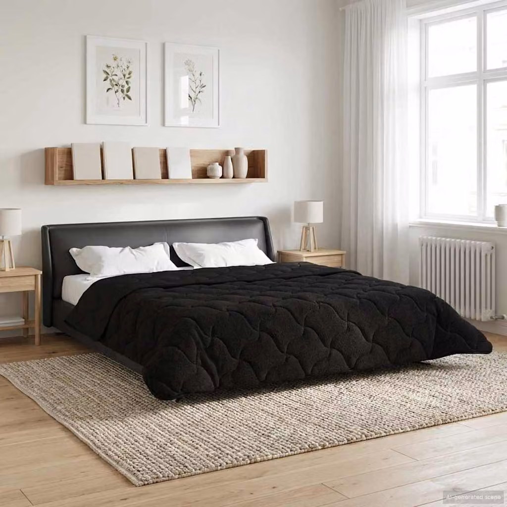 Piumone Completo Annuale vidaXL in Microfibra Reversibile e Traspirante, Nero, L 240 x P 220 cm