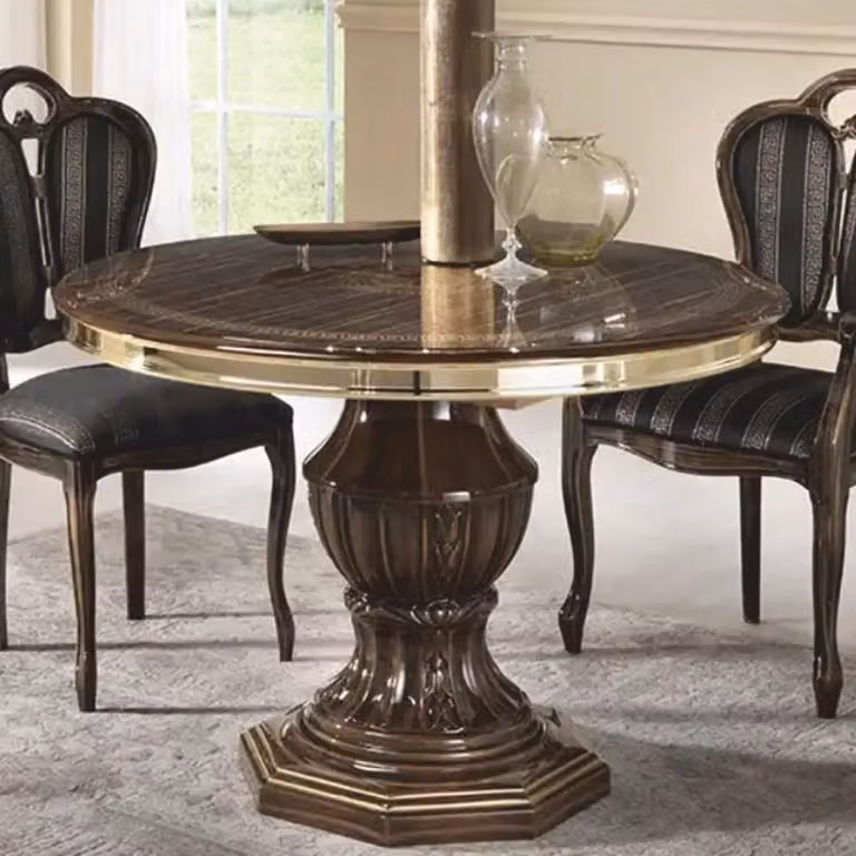 Casa Padrino - Tavolo da pranzo barocco marrone/oro 110-150 cm - Italy
