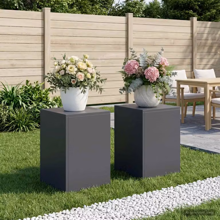 Set di 2 supporti per piante vidaXL in acciaio zincato color antracite L/P/H: 30 x 30 x 40 cm