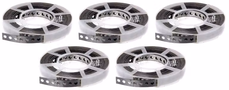 Nastro perforato Alberts 851910, con o senza cassetta di srotolamento, acciaio inossidabile, larghezza 17 mm, lunghezza 10 m, set da 5 pezzi