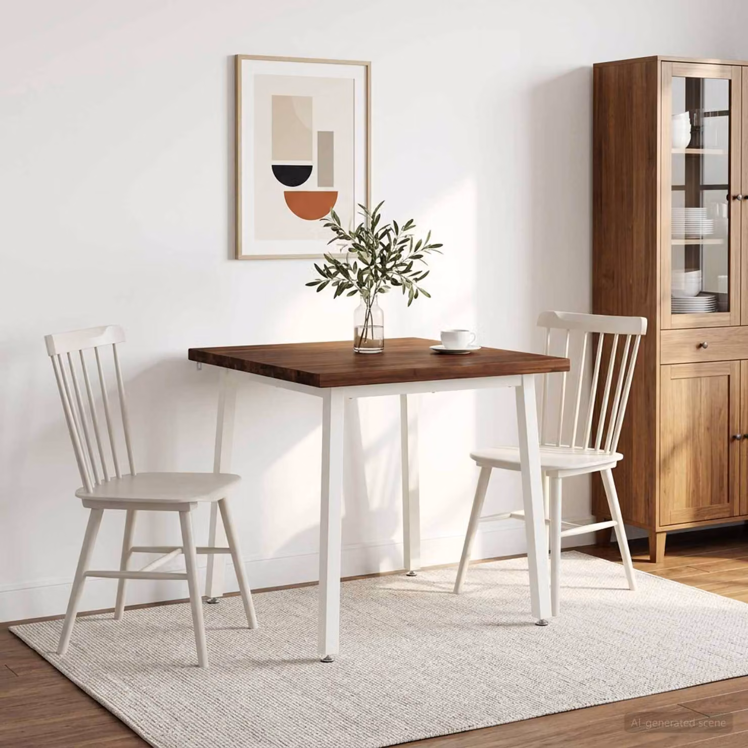 Tavolo da pranzo quadrato moderno vidaXL in legno di acacia e metallo, Marrone scuro e Bianco, L/P/H: 90 x 90 x 75 cm
