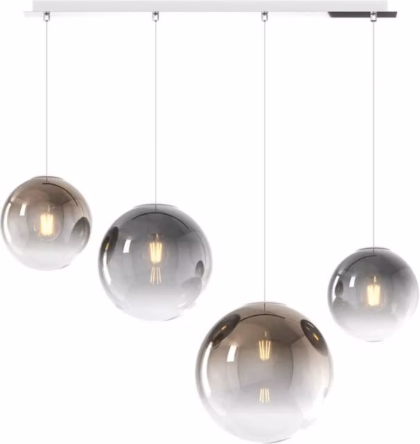 Lampadario Moderno Big Eclipse Metallo Cromo Vetro Fumè E Bronzo 4 Luci E27