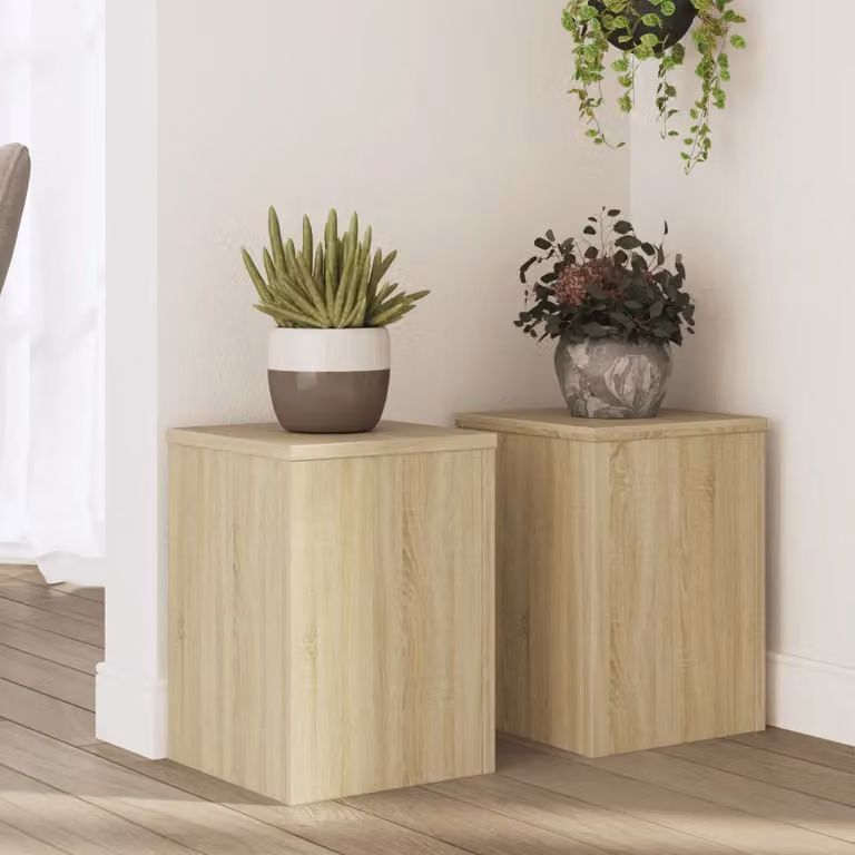 Set di 2 supporti per piante moderni vidaXL in legno color marrone e beige, L/P/H: 25 x 25 x 35 cm