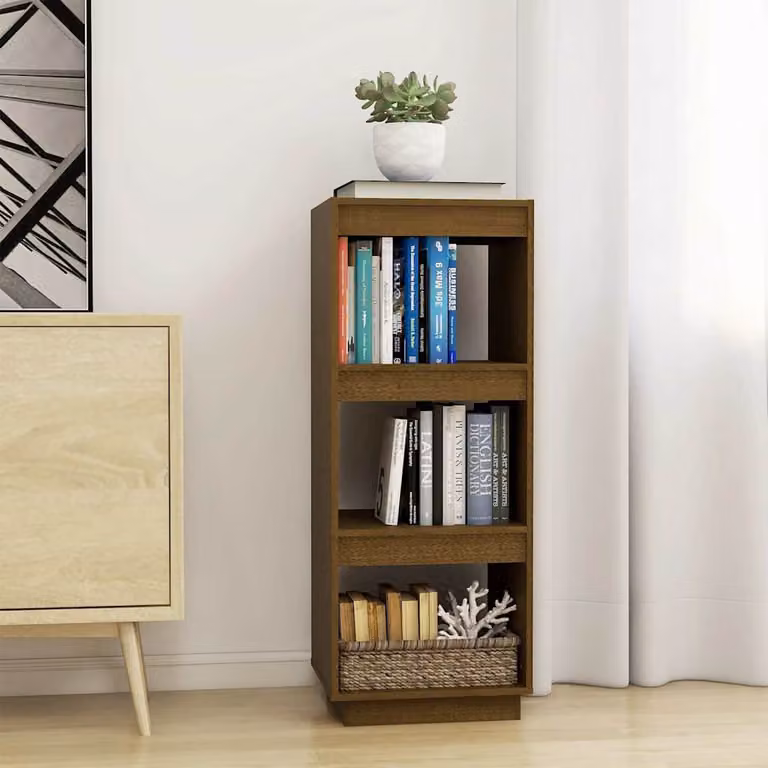 Libreria e Divisorio vidaXL in Legno Massello di Pino, Colore Ambra, L: 103 cm, P: 35 cm, H: 40 cm