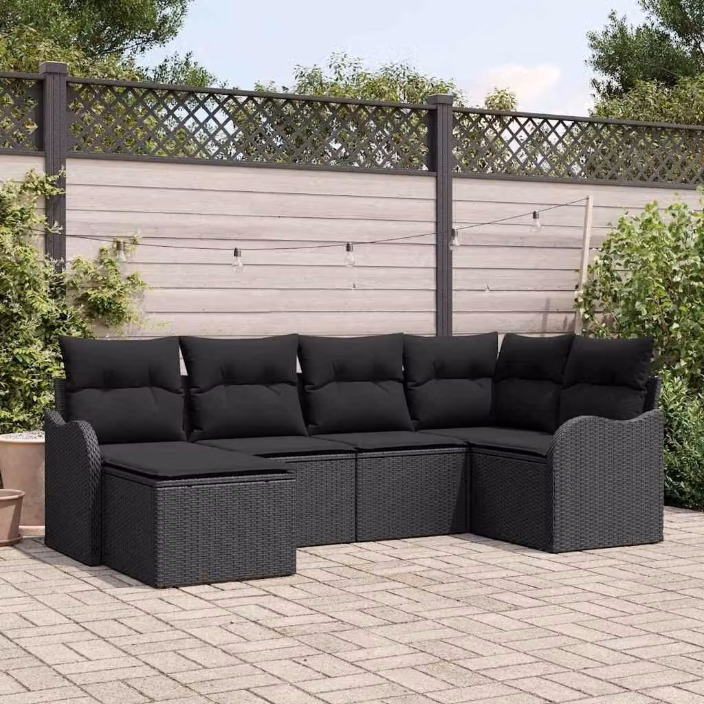 Maison Exclusive - Set Divano da Giardino 6 pcs Nero polyrattan
