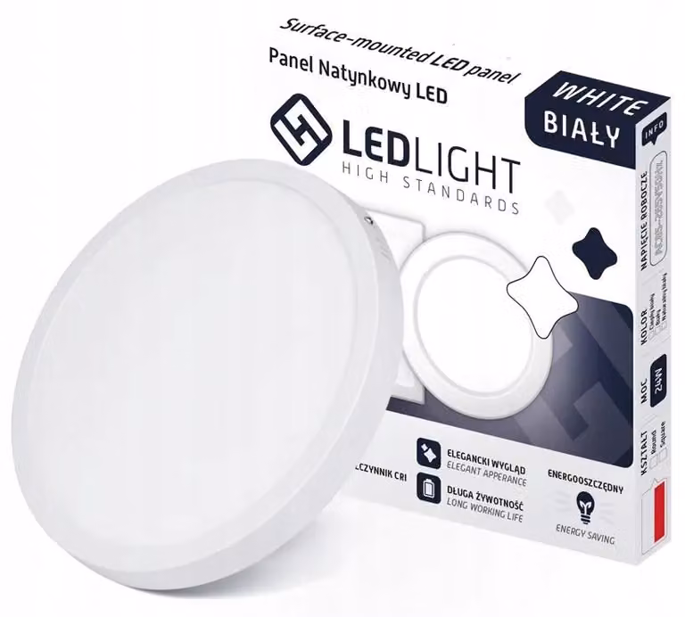 Pannello luminoso a LED da soffitto, montaggio a superficie, 18 W, non lampeggiante, CCD, rotondo, montaggio a superficie, lampada a LED