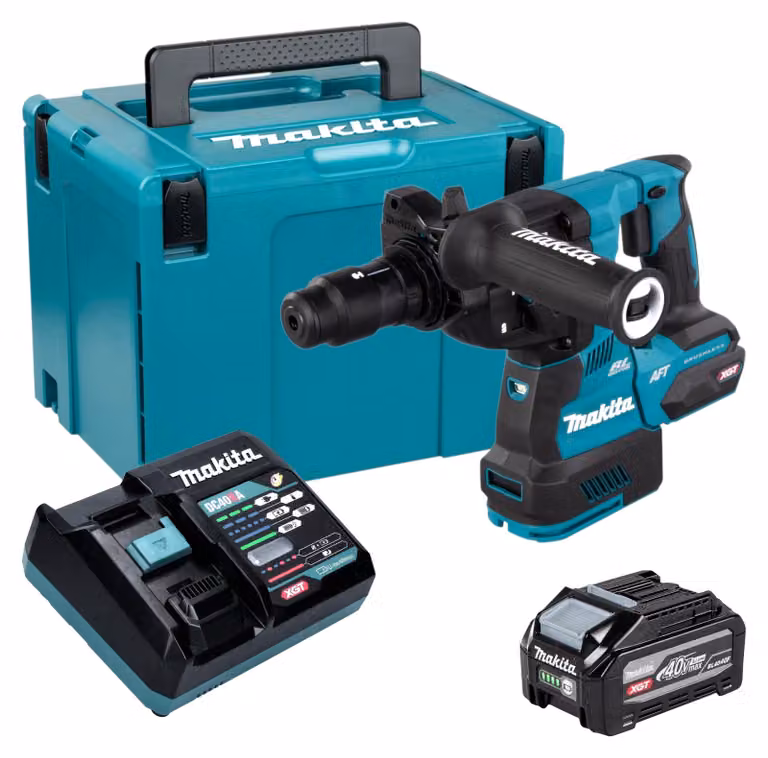 Martello perforatore a batteria Makita HR 002 GU101 40 V max. 2,9 J SDS plus Brushless + 1x batteria da 4,0 Ah + caricabatterie + Makpac