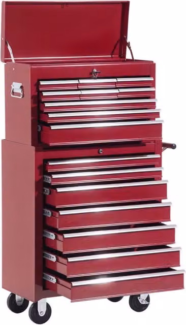Carrello portautensili Minimal in acciaio rosso con cassetti e serratura L 61,5 cm x P 33,0 cm x H 93,0 cm – 1