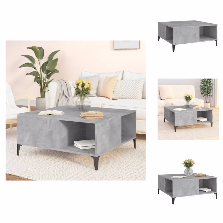 vidaXL Tavolino da caffè grigio cemento 80x80x36,5 cm materiale a base di legno - Tavolini da caffè