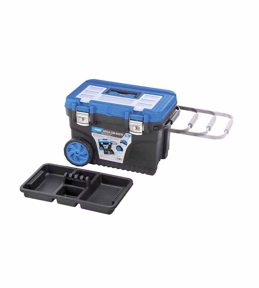 Fervi Vasca con Ruote 60x40x42cm e Organizer Integrato 54L