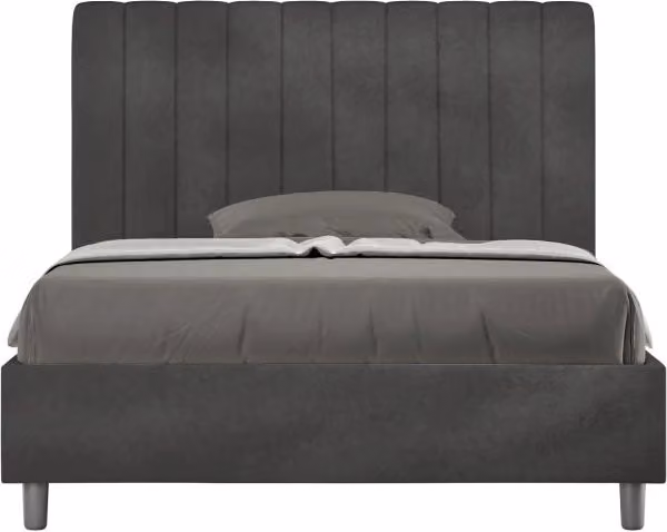 Letto imbottito 1 piazza e mezza 120x190 cm Agueda - Senza rete,Microfibra,Grigio