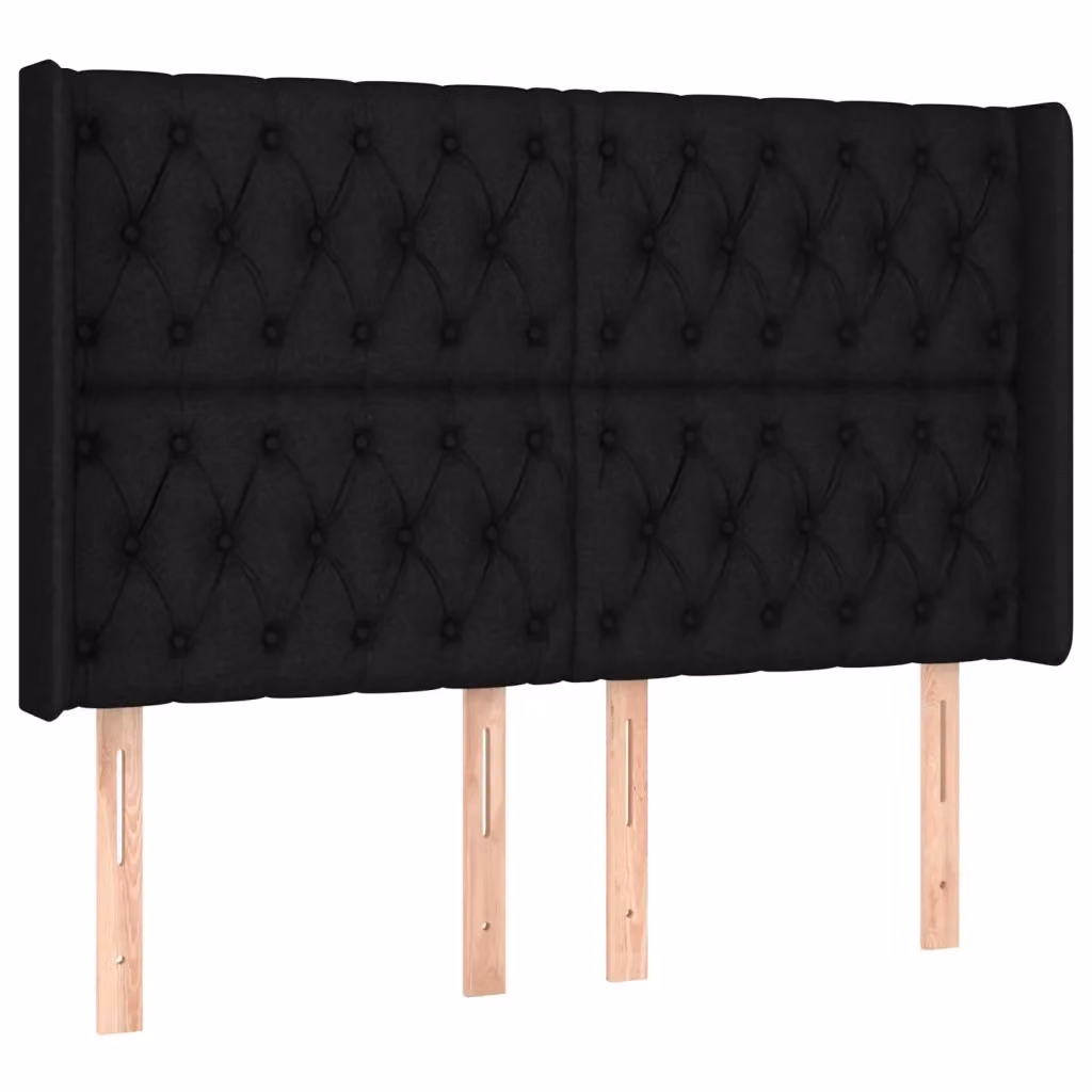 Testiera ad orecchio vidaXL in tessuto nero con struttura in legno e larice L: 147 cm, P: 16 cm, H: 118/128 cm – 2