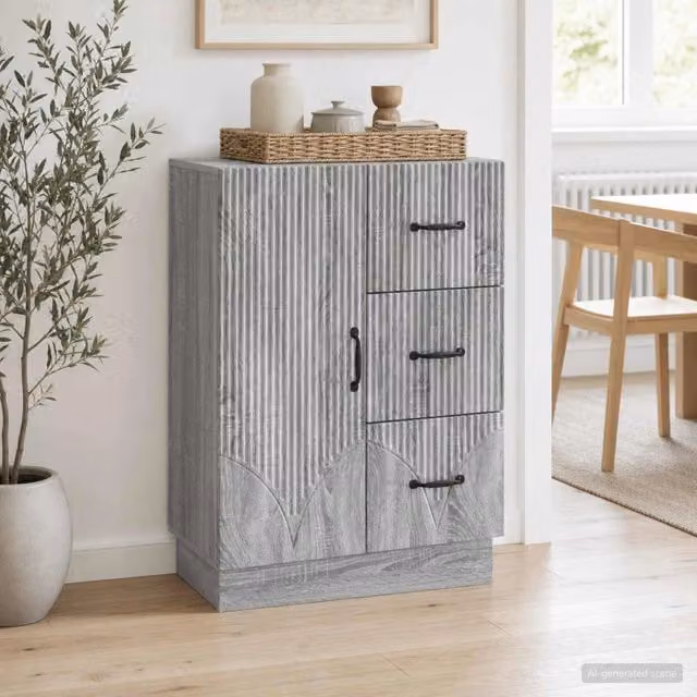 Credenza moderna vidaXL in legno ingegnerizzato grigio opaco L 66 cm, P 34,5 cm, H 87 cm