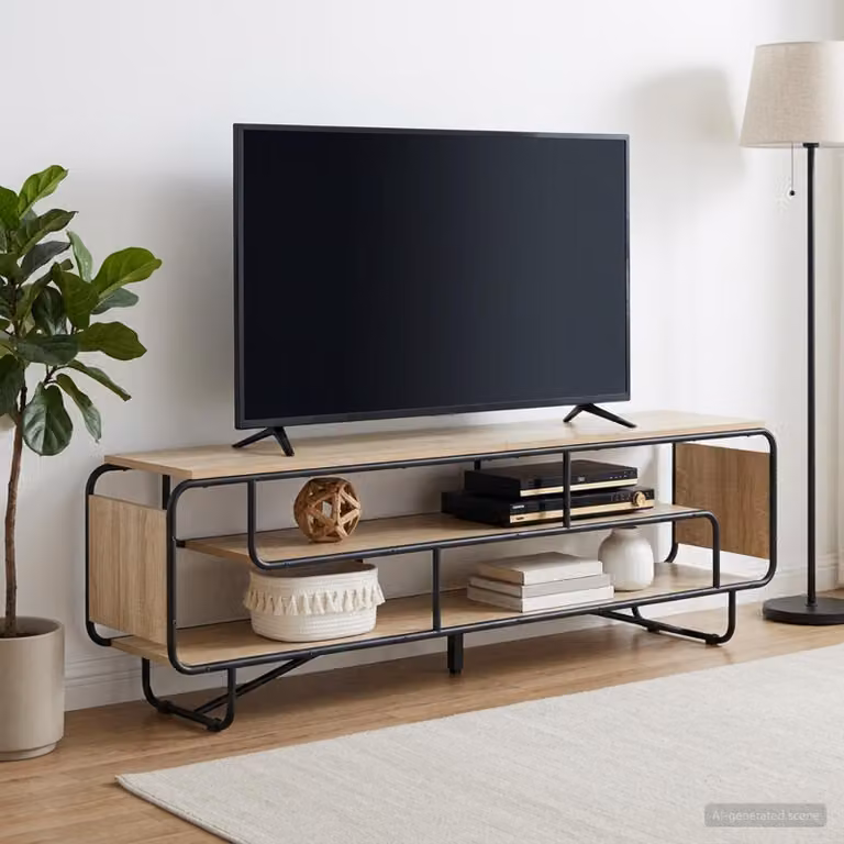 vidaXL Supporto TV in stile industriale marrone con legno ingegnerizzato e metallo L: 180 cm, P: 36 cm, H: 45 cm