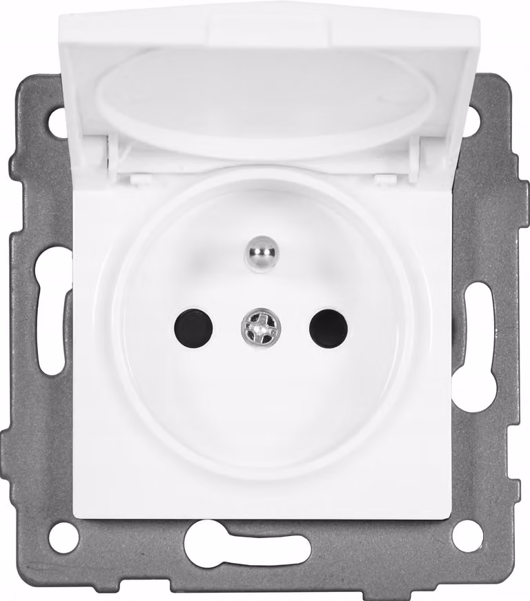 TG ELECTRO MODERN-Q, presa singola con coperchio, colore bianco