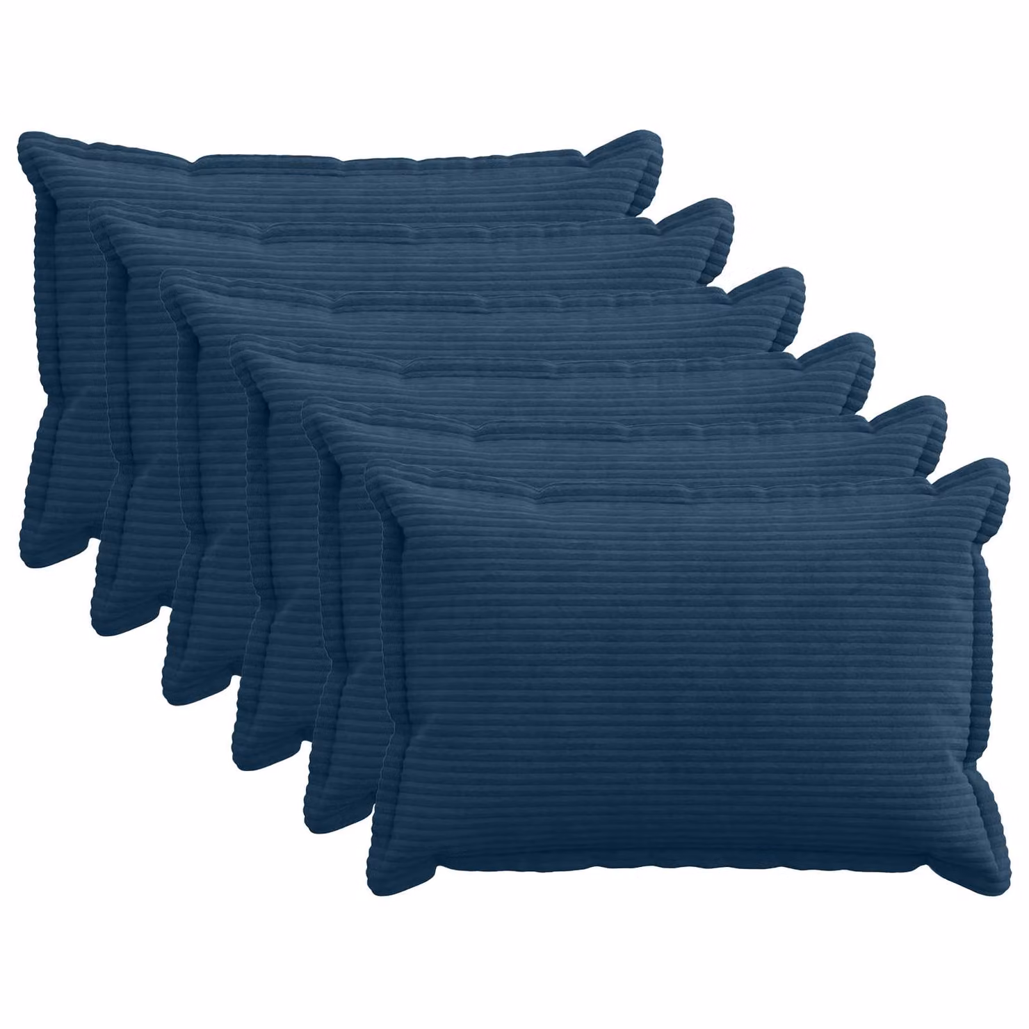 Set di 6 federe vidaXL HOUTEN in velluto a coste blu navy, L 50 cm x P 80 cm