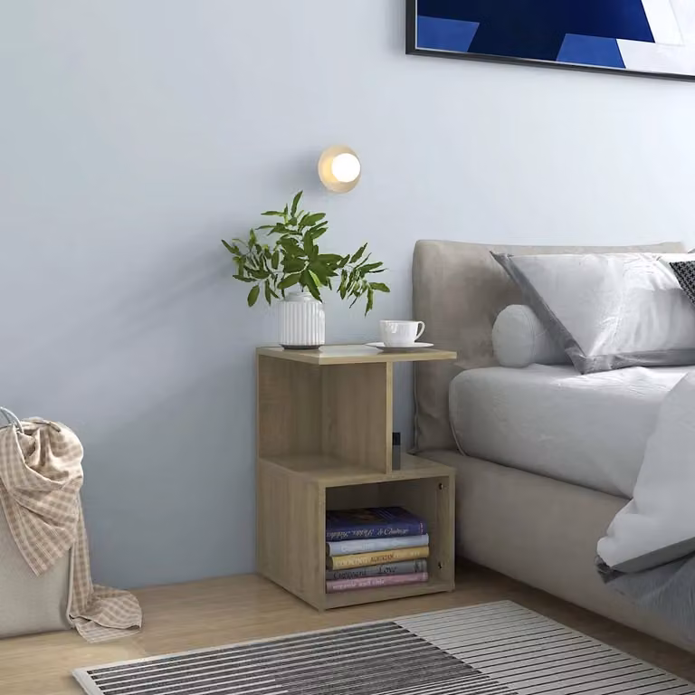 Set di 2 comodini moderni vidaXL in legno multistrato color rovere sonoma, L 35 cm x P 35 cm x H 55 cm