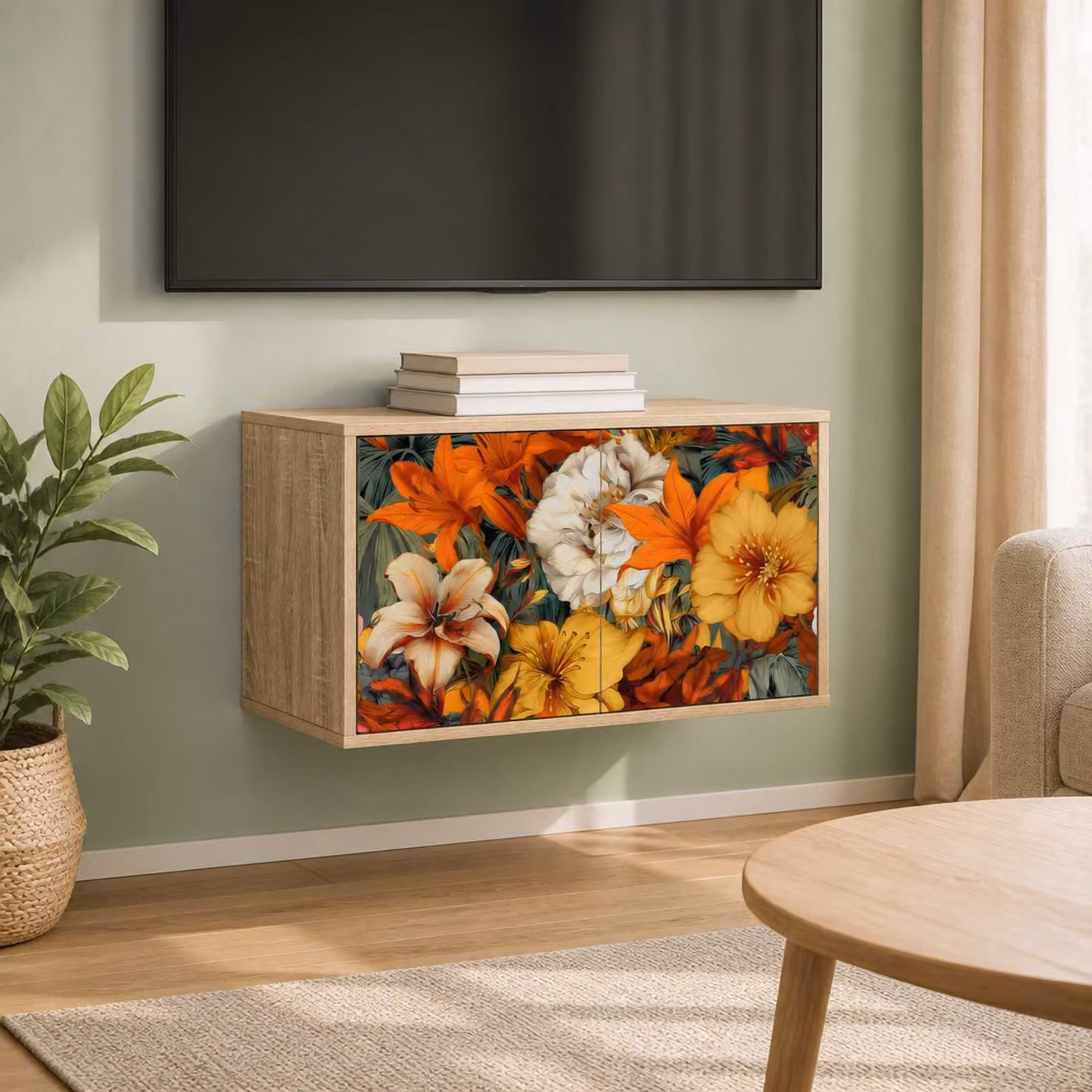 Mobile TV da parete vidaXL GENNEP in legno Rovere Sonoma, L 69 x P 33 x H 40 cm