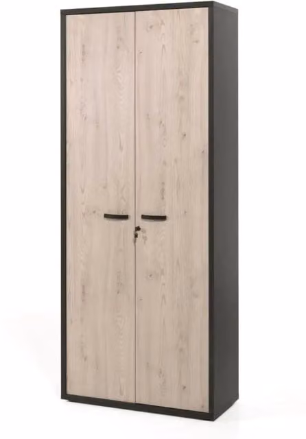 Armadio per ufficio DEPÉ – 2 porte – Rovere chiaro & nero – L90 x H216 x P40 cm