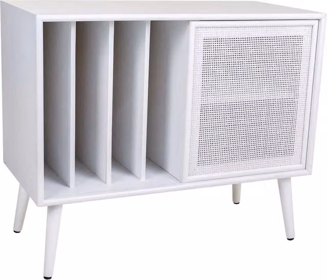 Mobile base in legno bianco e rete 80x38x67h