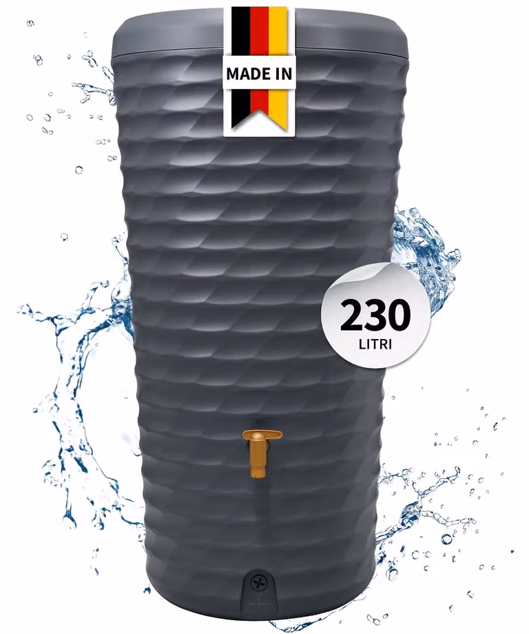 4rain JOLIE 2in1 serbatoio per pioggia 230 litri grigio grafite incl. ciotola per piante