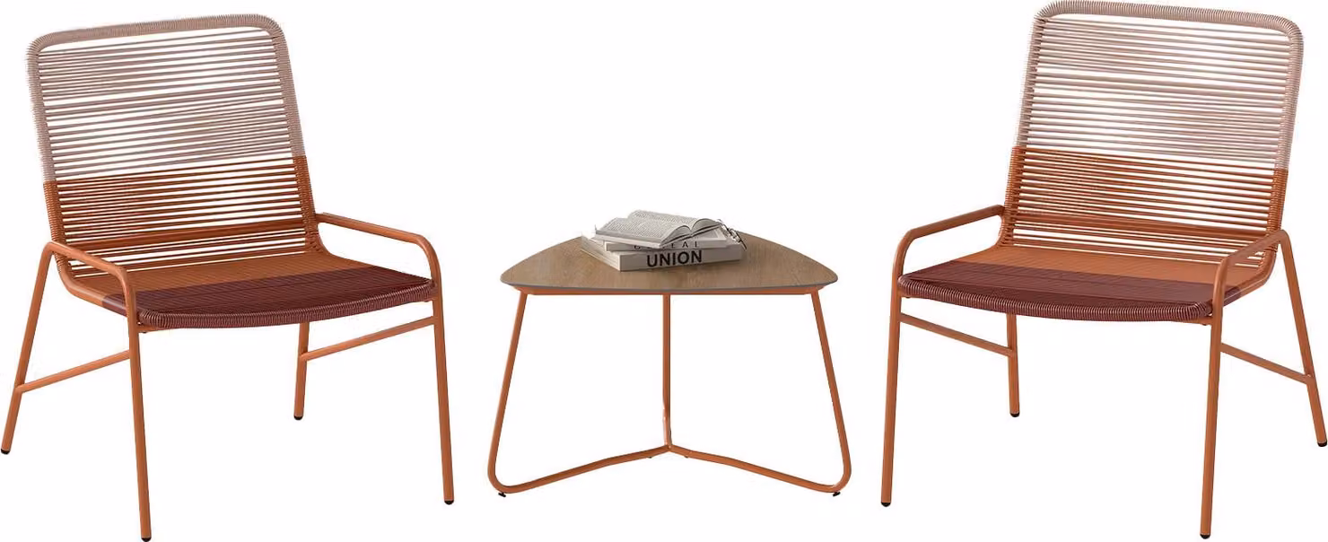 COSTWAY Set di mobili da giardino 3 pezzi, mobili da balcone in polyrattan con 2 sedie e tavolo, set di sedute per 2 persone, set di mobili da giardino per patio resistenti alle intemperie