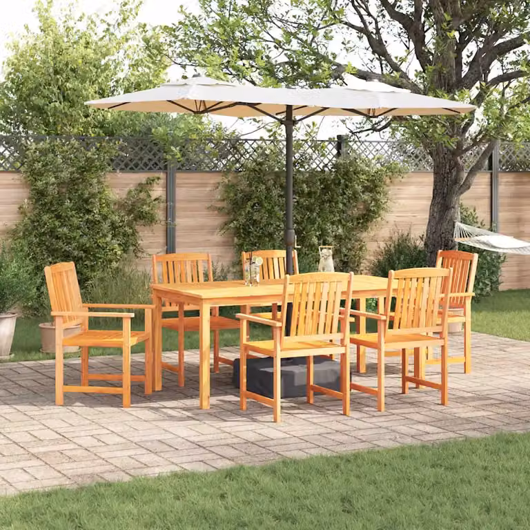Set da pranzo per giardino vidaXL in legno di acacia marrone, 7 pezzi