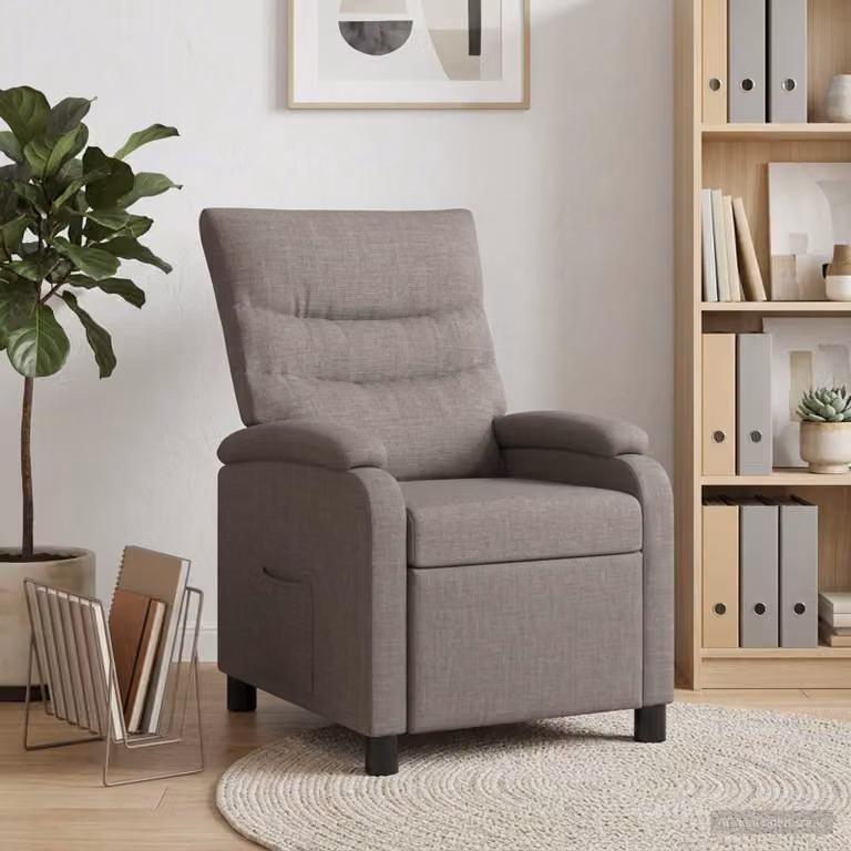 Poltrona reclinabile relax moderna vidaXL in tessuto beige e grigio con braccioli