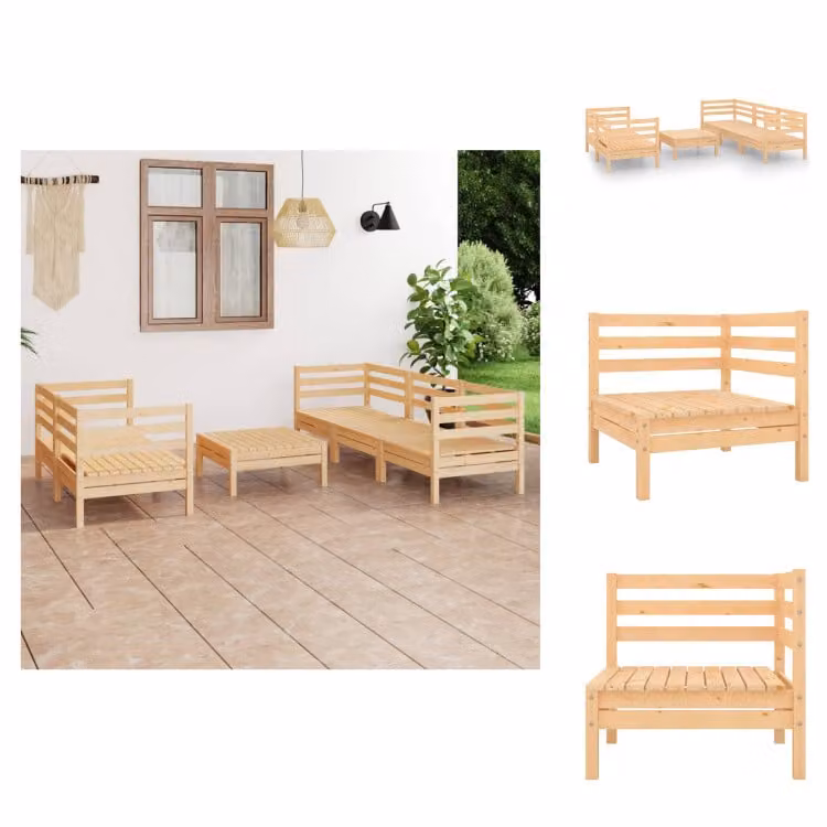 vidaXL Set di 6 pezzi da giardino in pino massiccio - Set di mobili da giardino