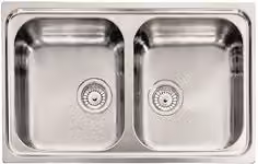 Lavello a due vasche LEVANTE in acciaio inox satinato argento L: 79 cm, P: 50 cm