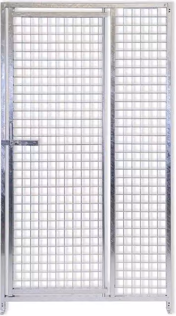 Pannello con porta in rete zincata a caldo per box cani SIDER BOX, maglia 5x5 cm, colore argento, H: 180 cm, L: 100 cm
