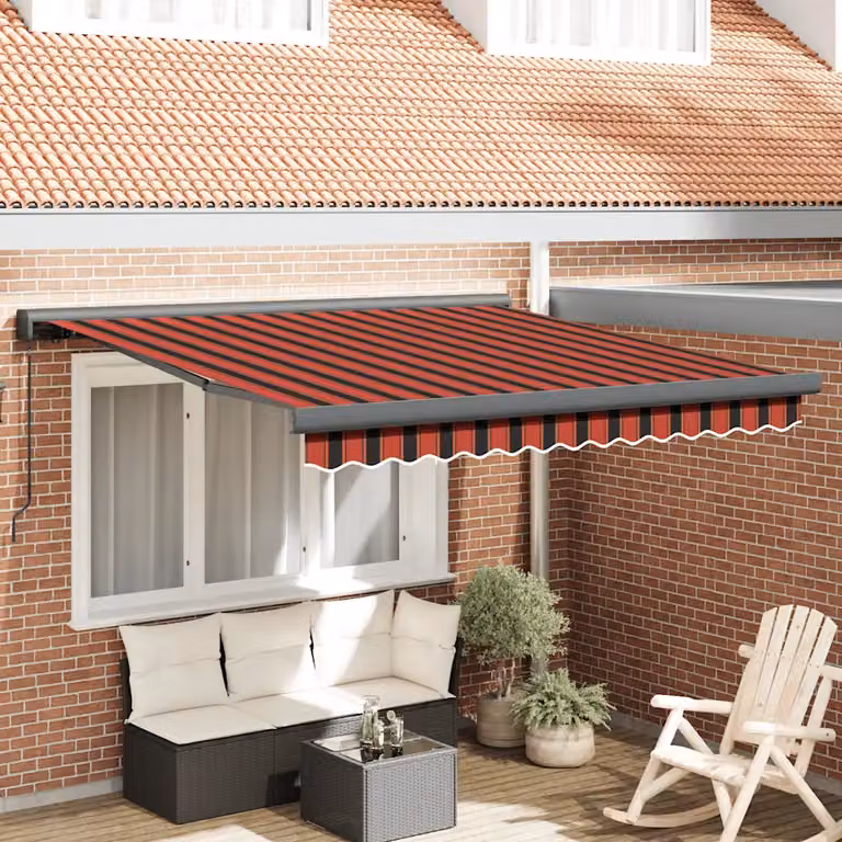 Tenda retrattile vidaXL in alluminio e poliestere, arancione e marrone, L: 350 cm, P: 250 cm