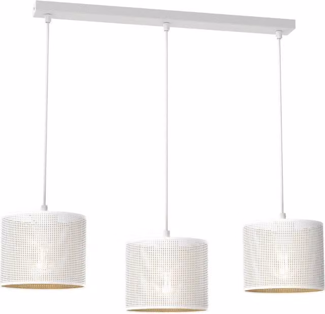 Lampada a sospensione Loft Luminex bianca e oro con 3 attacchi E27
