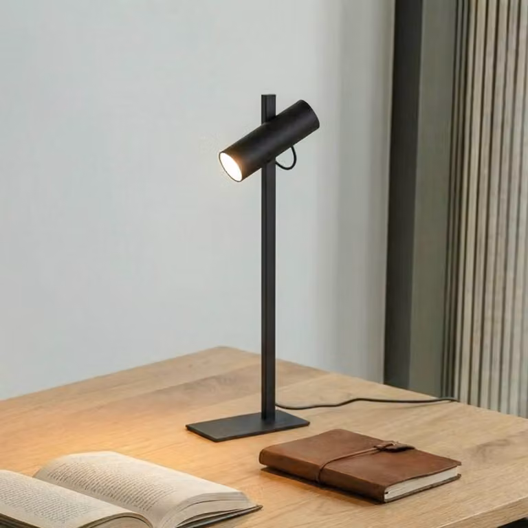 Lampada da scrivania Lysias Lucande, Nero, Soggiorno / Sala da pranzo, Metallo, Moderno, Lampada da tavolo
