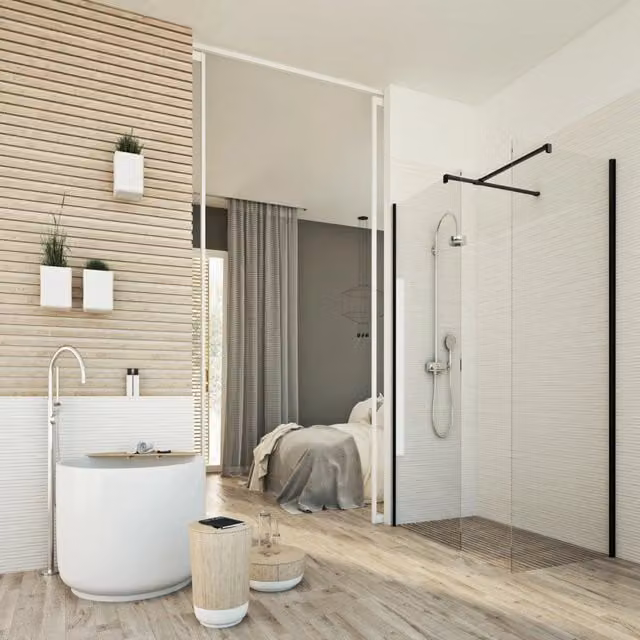 Box doccia Parete 90x140 CM 198 CM in vetro trasparente 8 MM mod. Walk in Black Corner