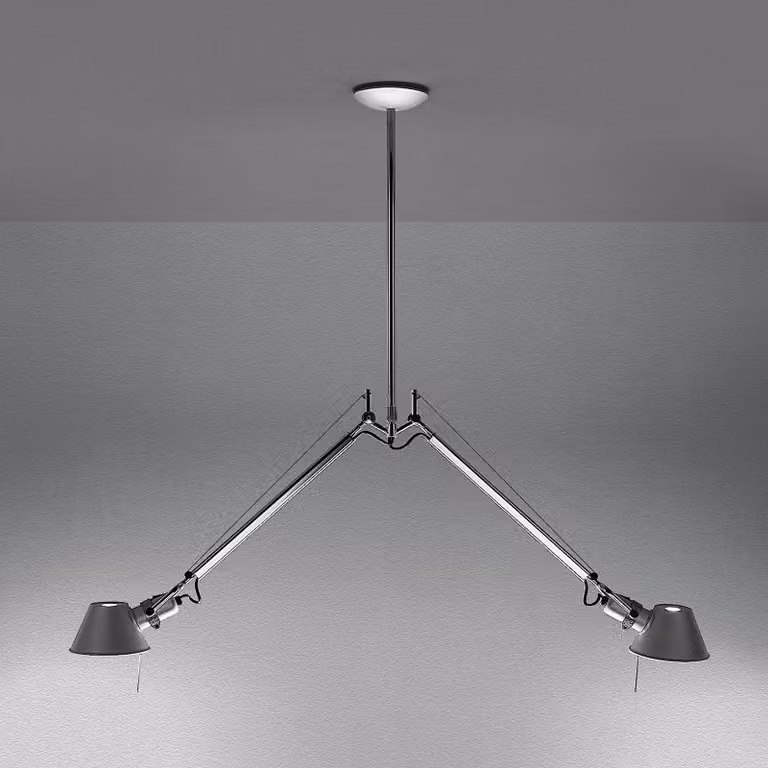 Artemide Lampada a sospensione Tolomeo 2 Bracci, dimmerabile, Alluminio / Grigio / Zincato, Soggiorno / Sala da pranzo, Alluminio, Design, Lampada a sospensione