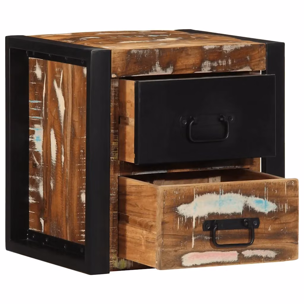 Set di 2 comodini a parete vidaXL in legno massello multicolore L/P/H: 40 x 35 x 40 cm – 2