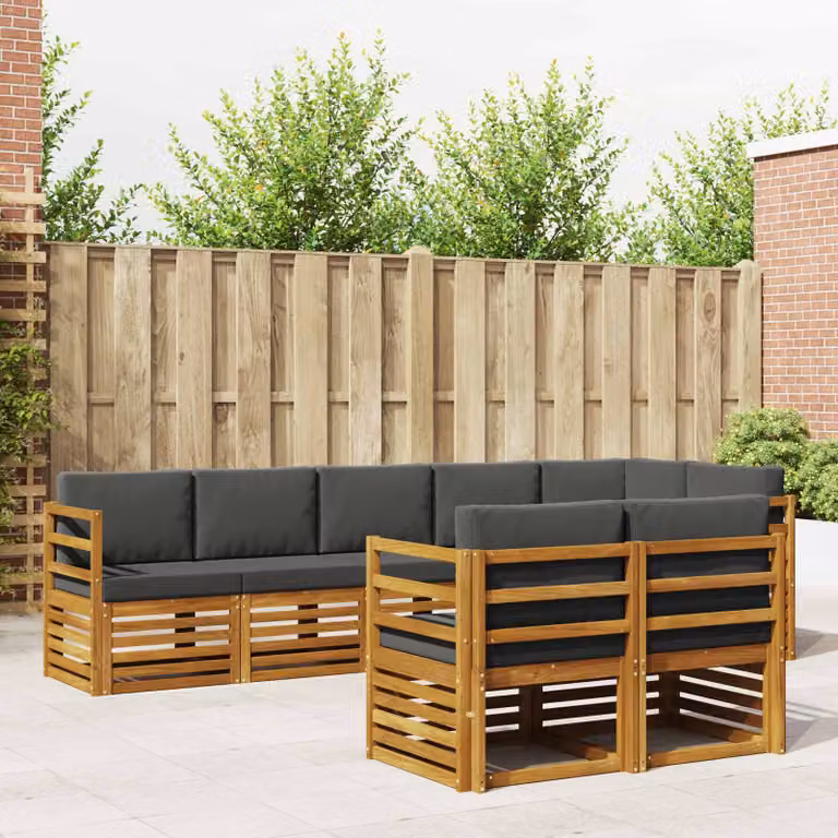 Set di divani da esterno vidaXL 8 pz in legno di acacia con cuscini beige e antracite