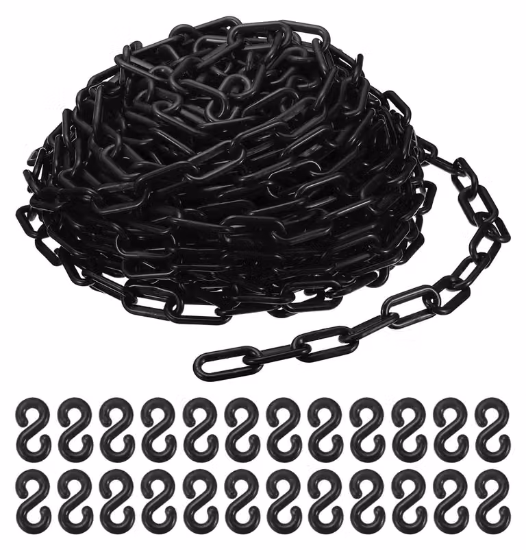 Catena in plastica, lunghezza 100 piedi (circa 30 metri), diametro 5,1 cm, colore nero, per controllo manuale